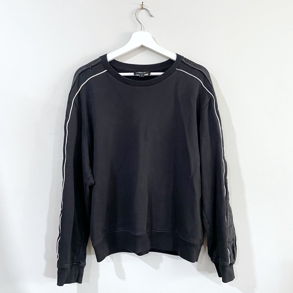 3.1 Phillip Lim Black Crewneck Pullover Sweatshirt Sporty, Men's Size Medium